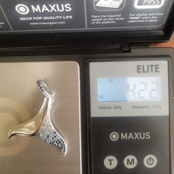 925 Sterling Silver Dolphin Fin Pendant Charm Embellished W/Simulated Gemstones - Picture 10 of 10